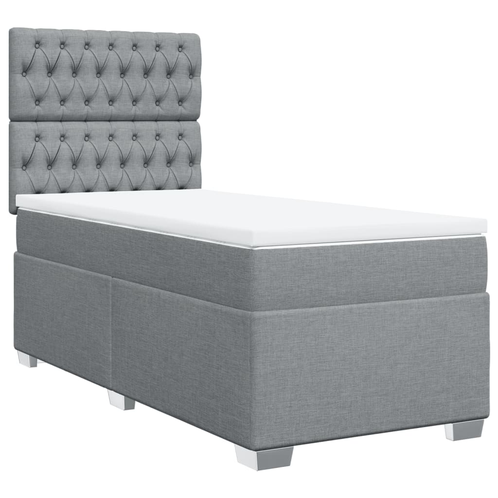 Sommier à lattes de lit avec matelas Gris clair 100x200cm Tissu - XIOS