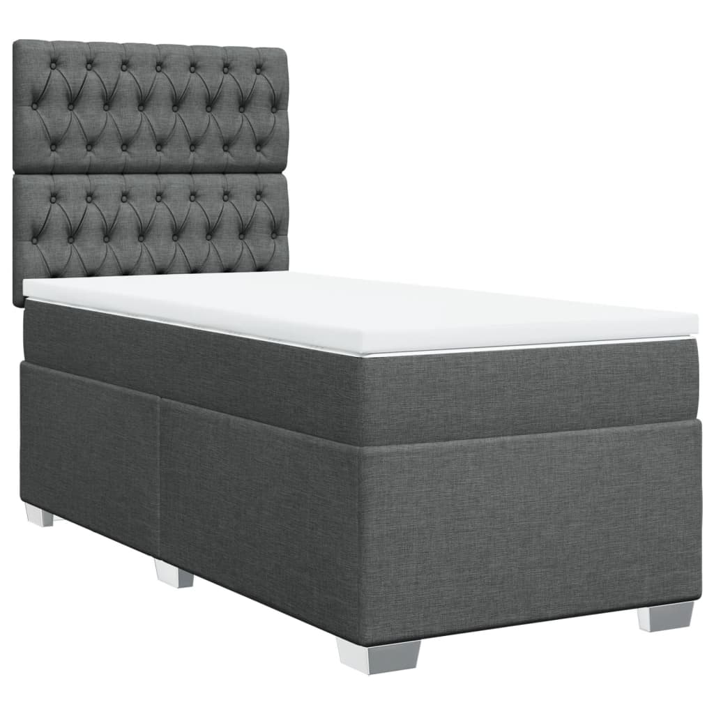 Sommier à lattes de lit avec matelas Gris foncé 100x200cm Tissu - XIOS