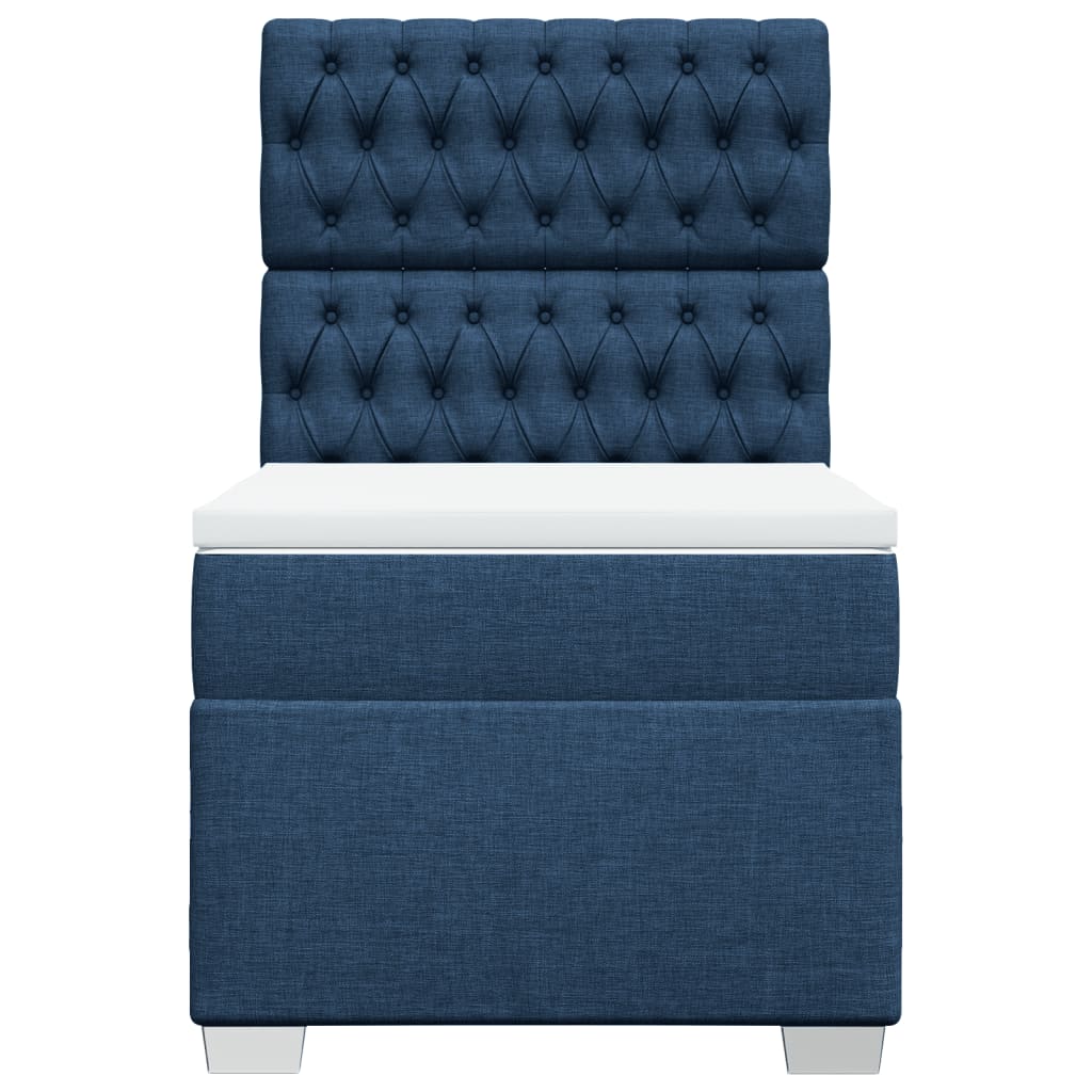Sommier à lattes de lit avec matelas Bleu 100x200 cm Tissu - XIOS