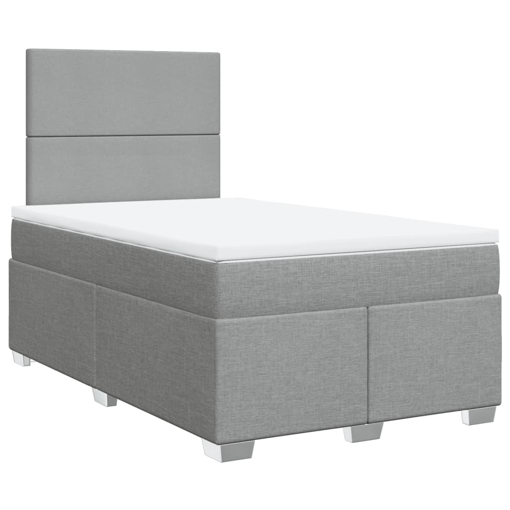 Sommier à lattes de lit et matelas gris clair 120x190 cm tissu - XIOS