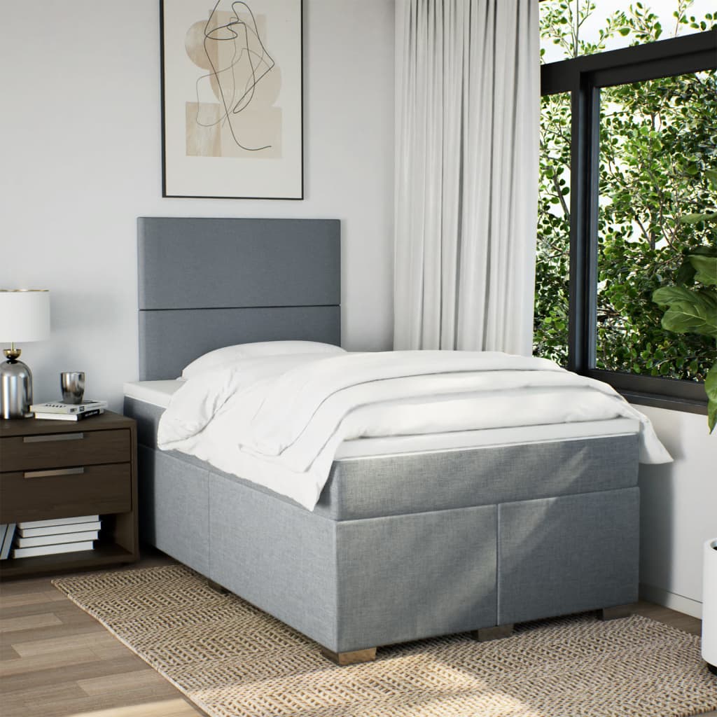 Sommier à lattes de lit et matelas gris clair 120x190 cm tissu - XIOS