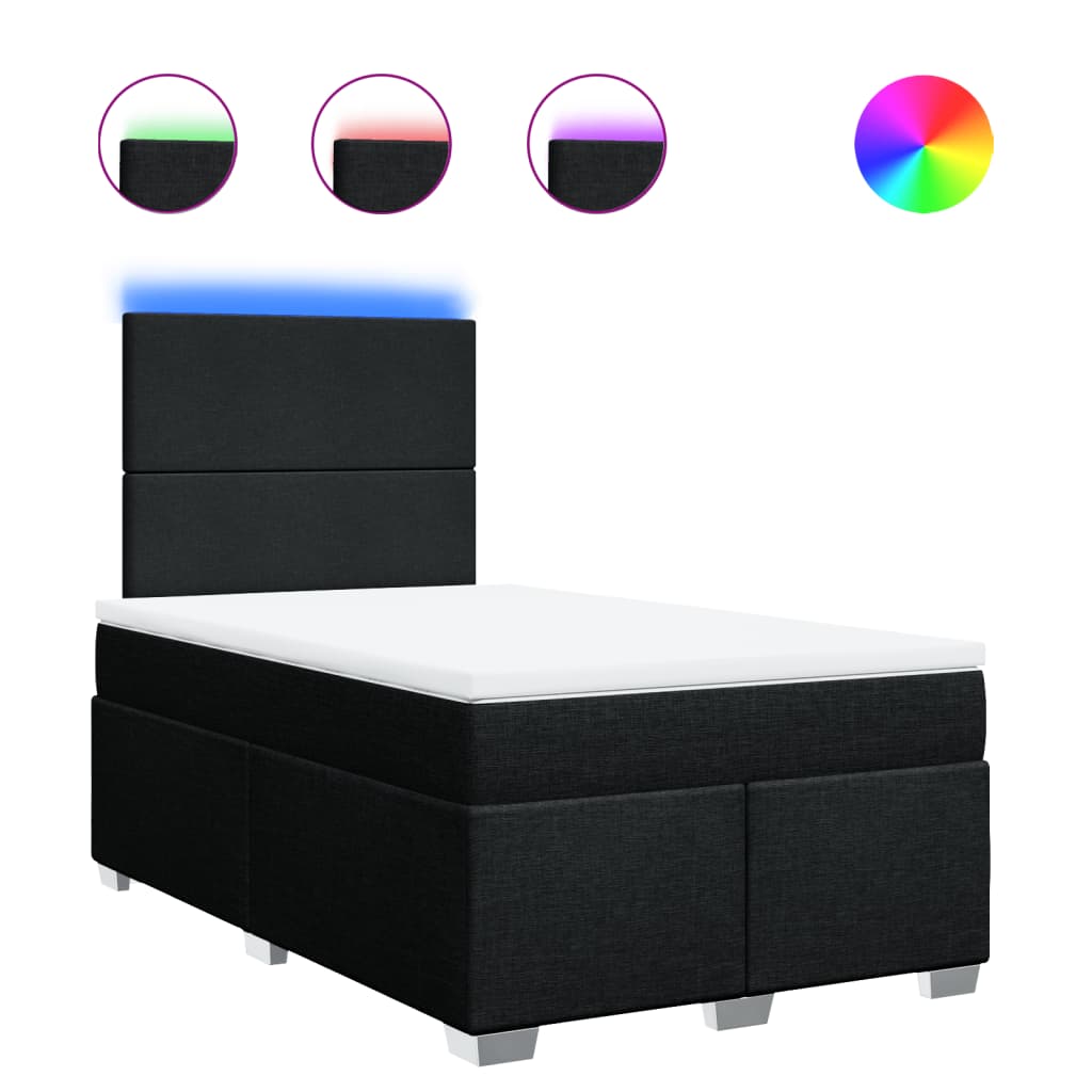 Sommier à lattes de lit avec matelas noir 120x190 cm tissu - XIOS