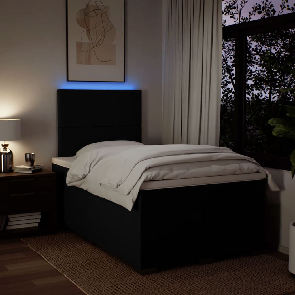 Sommier à lattes de lit avec matelas noir 120x190 cm tissu - XIOS