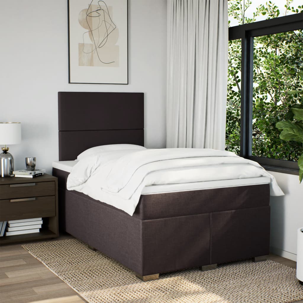 Sommier à lattes de lit et matelas marron foncé 120x190cm tissu - XIOS