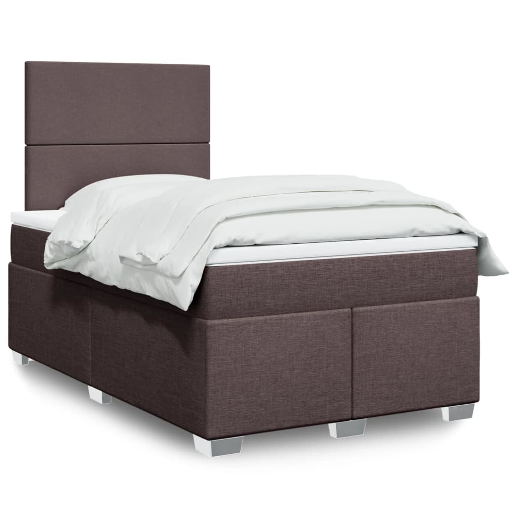 Sommier à lattes de lit et matelas marron foncé 120x190cm tissu - XIOS