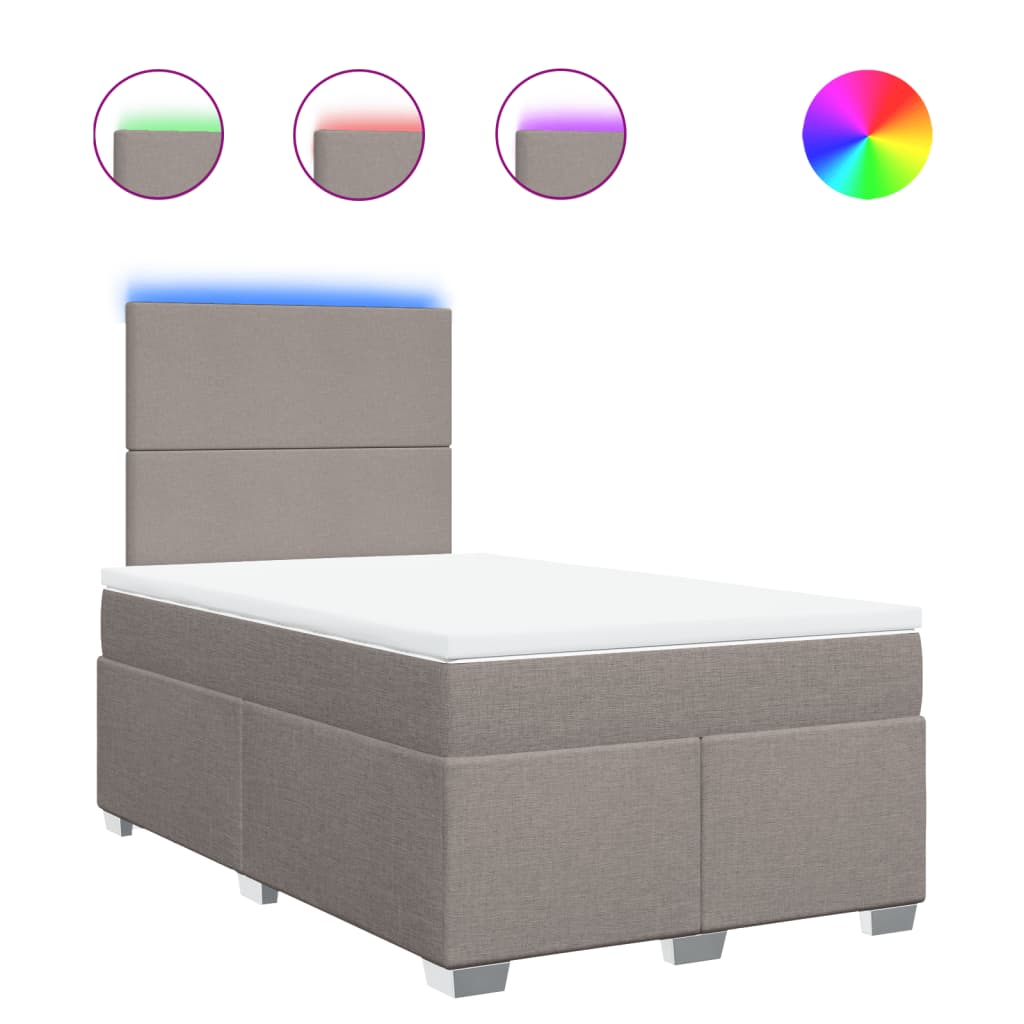 Sommier à lattes de lit avec matelas taupe 120x190 cm tissu - XIOS