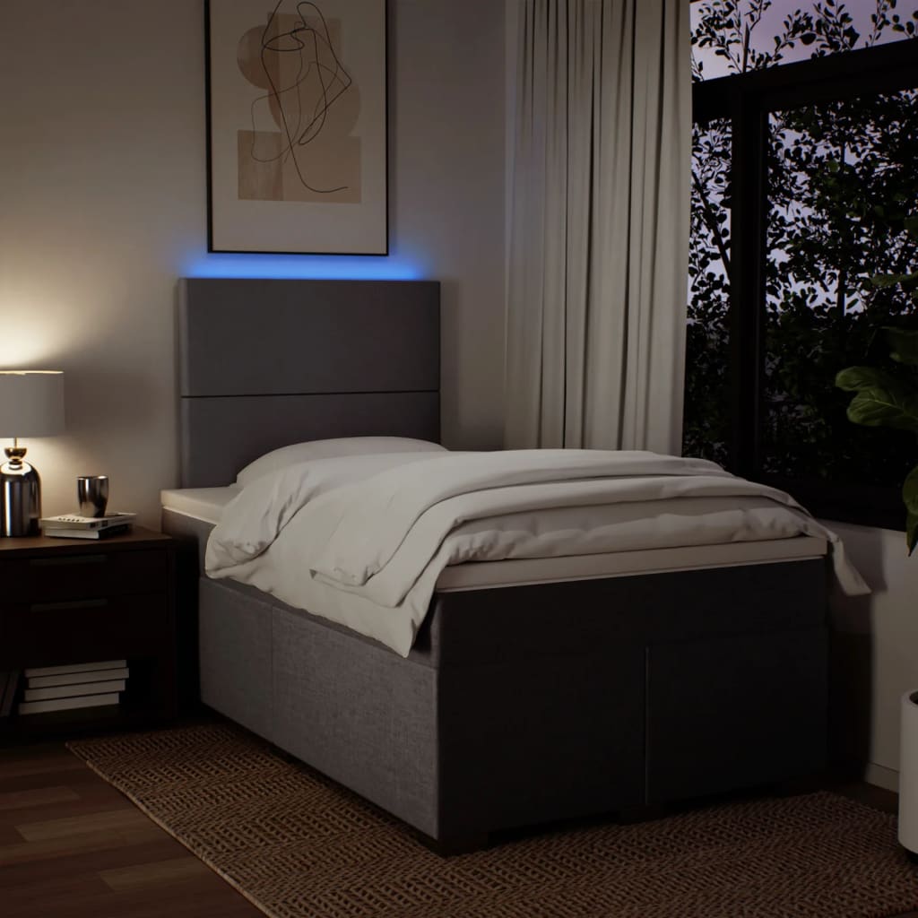 Sommier à lattes de lit avec matelas taupe 120x190 cm tissu - XIOS