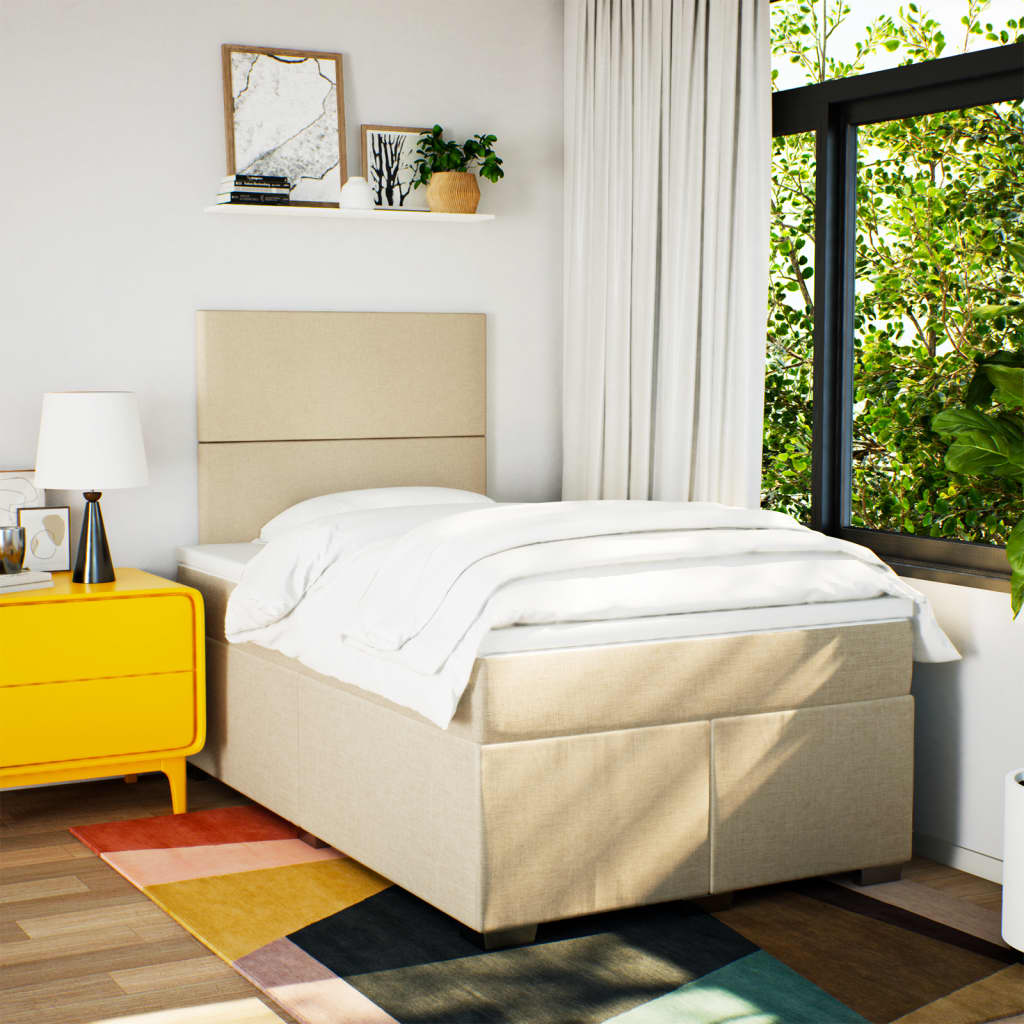 Sommier à lattes de lit avec matelas crème 120x190 cm tissu - XIOS