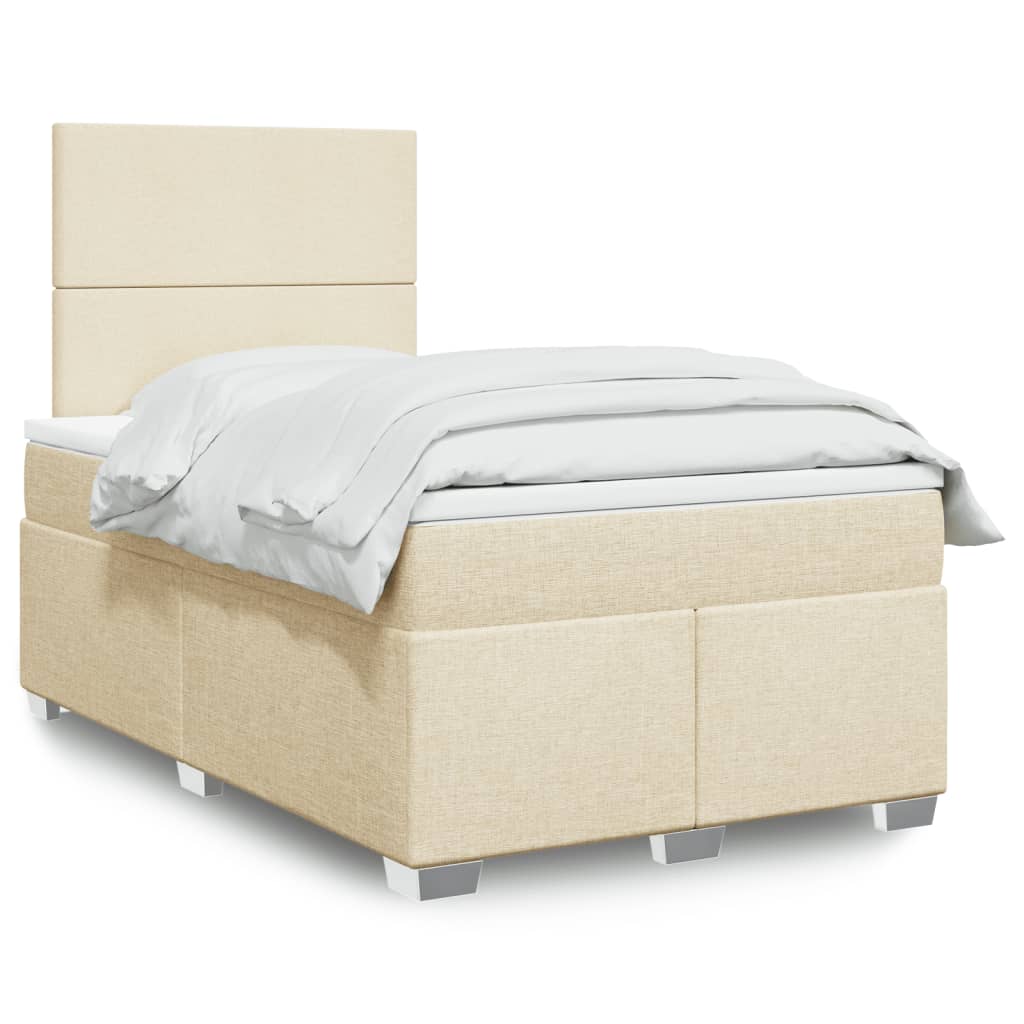 Sommier à lattes de lit avec matelas crème 120x190 cm tissu - XIOS