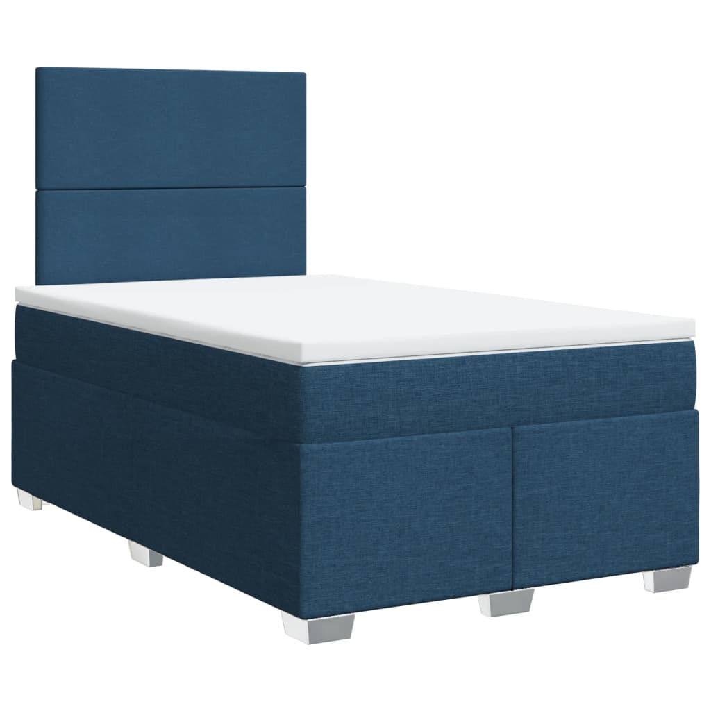 Sommier à lattes de lit avec matelas bleu 120x190 cm tissu - XIOS