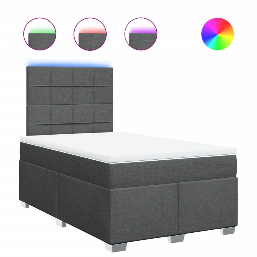 Sommier à lattes de lit avec matelas gris foncé 120x190cm tissu - XIOS