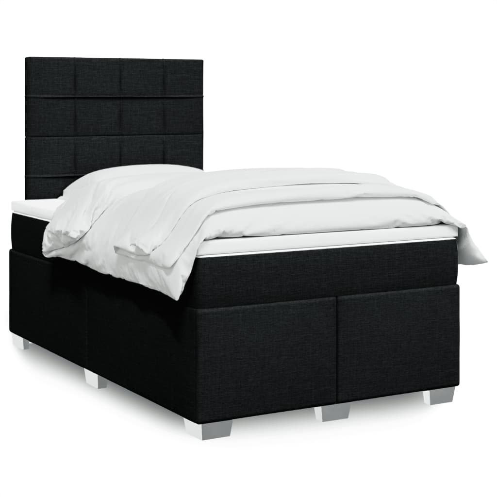 Sommier à lattes de lit avec matelas noir 120x190 cm tissu - XIOS