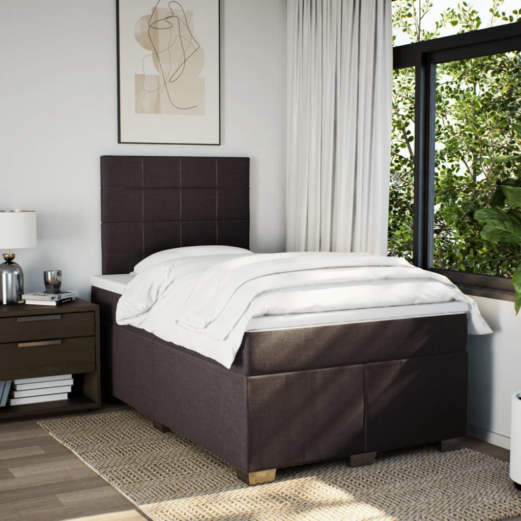 Sommier à lattes de lit et matelas marron foncé 120x190cm tissu - XIOS