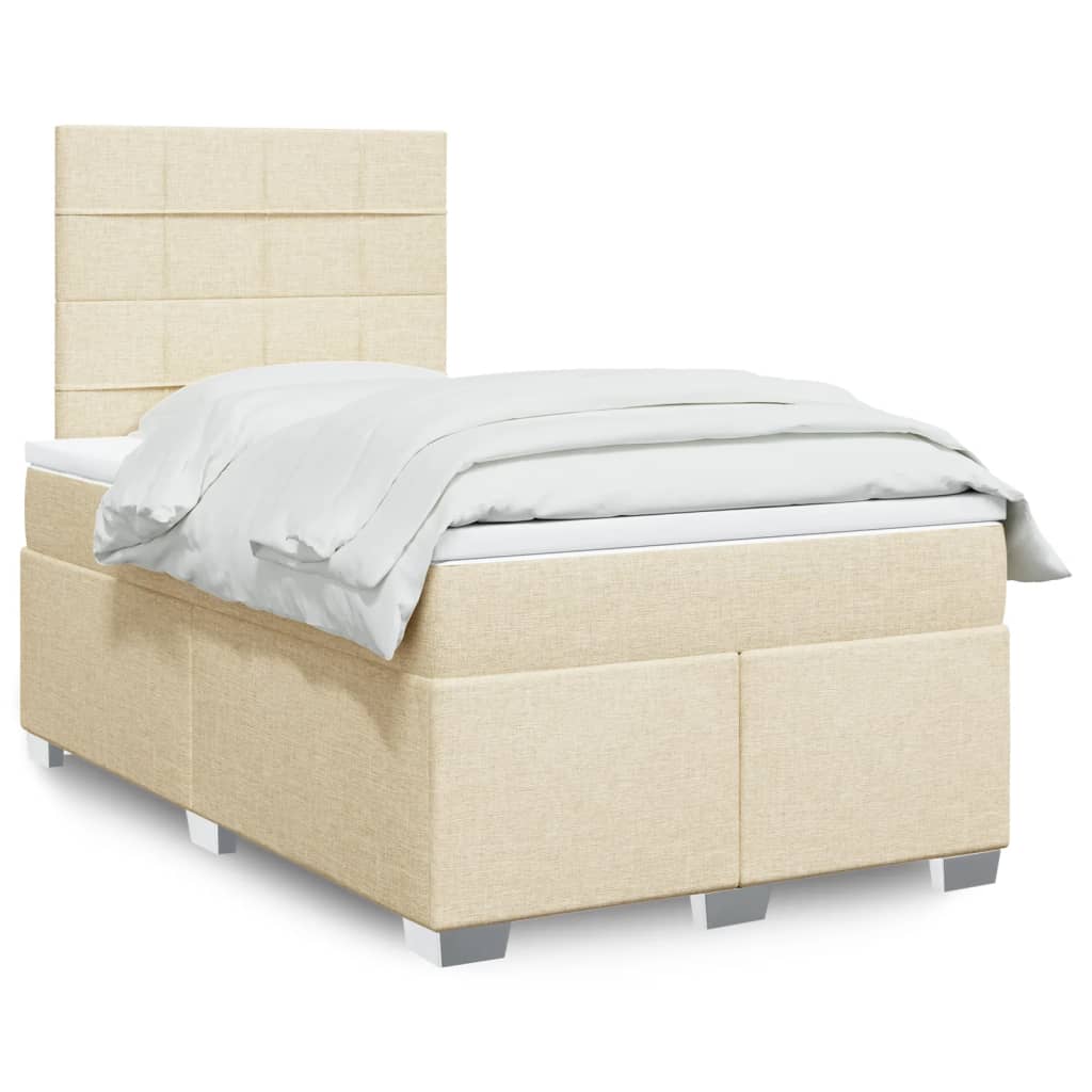 Sommier à lattes de lit avec matelas crème 120x190 cm tissu - XIOS