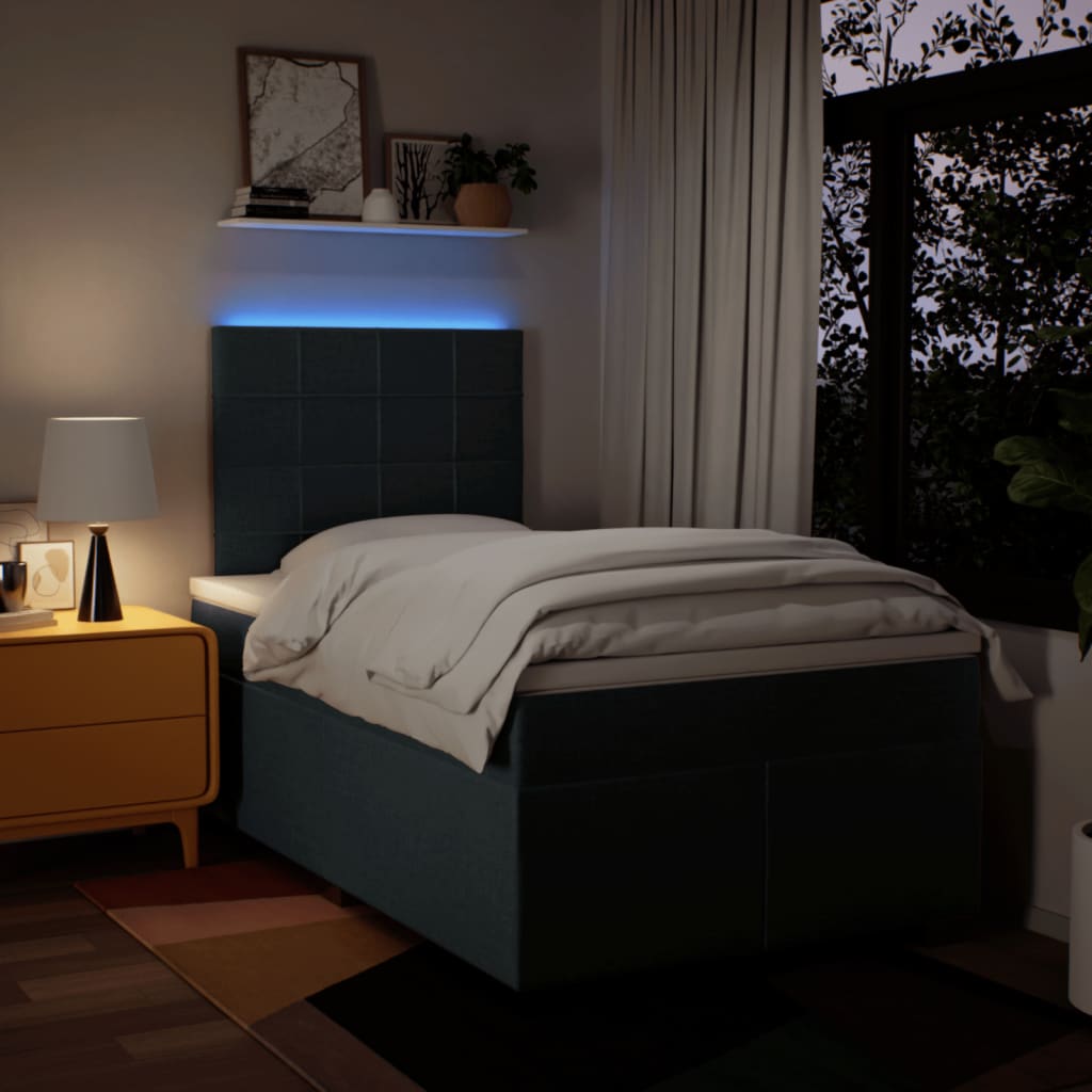 Sommier à lattes de lit avec matelas bleu 120x190 cm tissu - XIOS