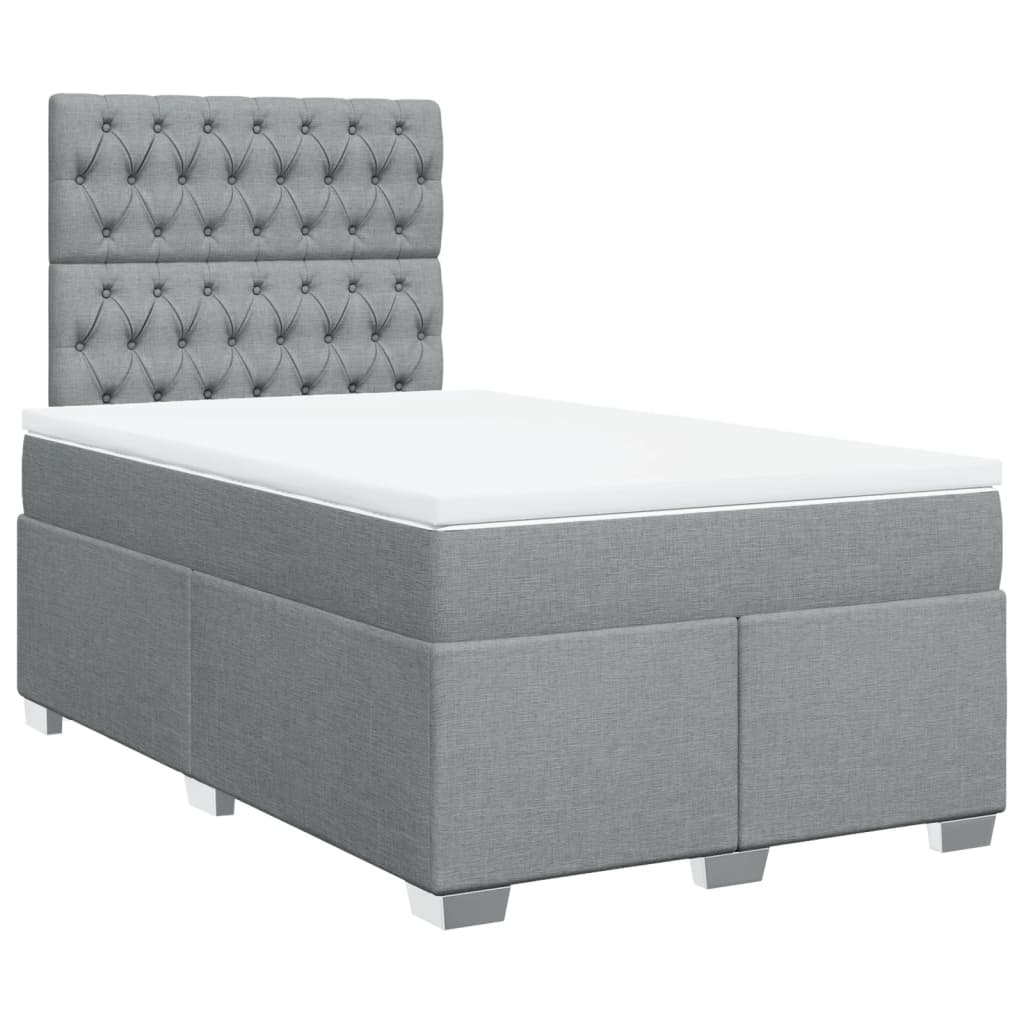 Sommier à lattes de lit et matelas gris clair 120x190 cm tissu - XIOS