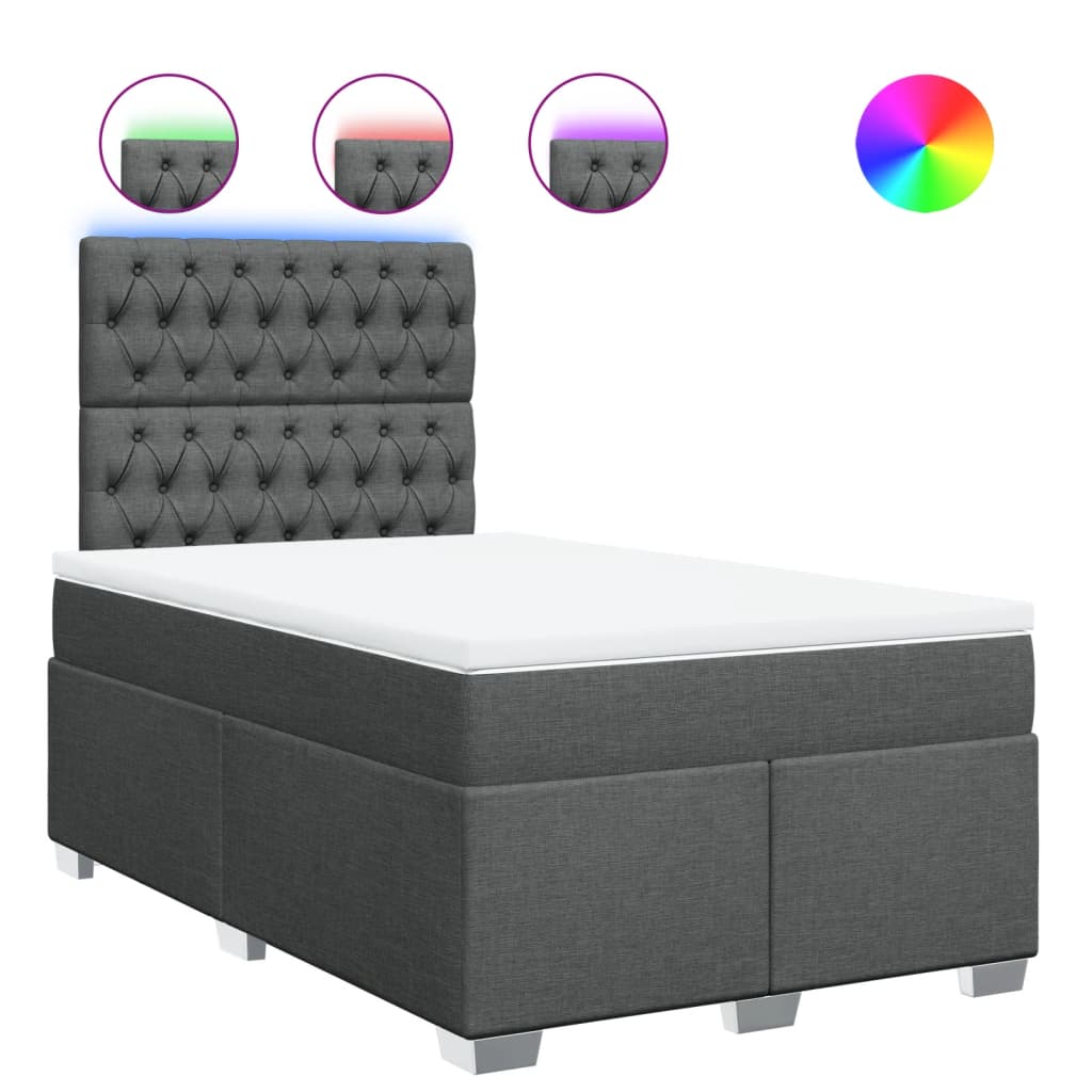 Sommier à lattes de lit avec matelas gris foncé 120x190cm tissu - XIOS