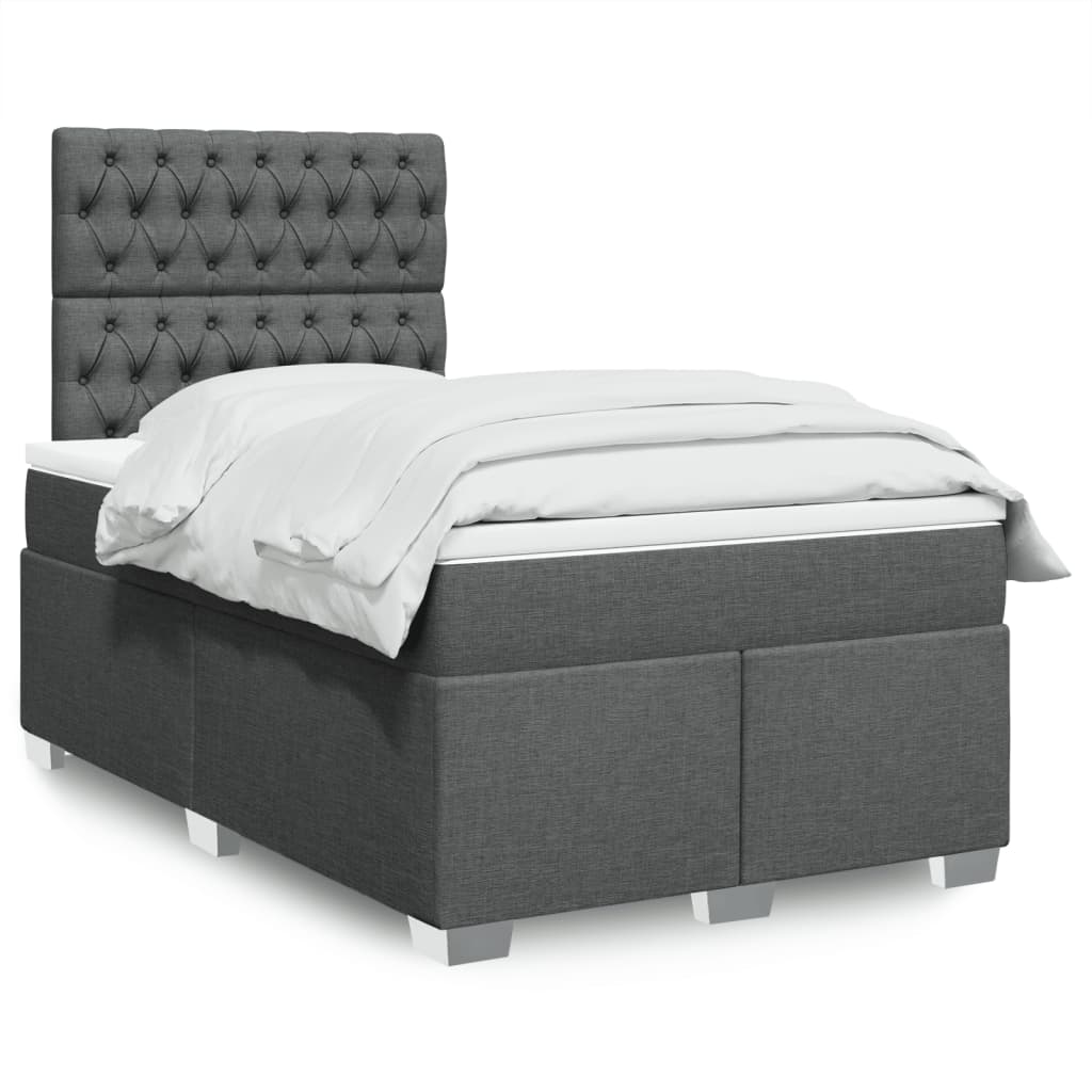 Sommier à lattes de lit avec matelas gris foncé 120x190cm tissu - XIOS