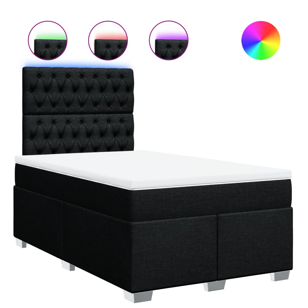 Sommier à lattes de lit avec matelas noir 120x190 cm tissu - XIOS