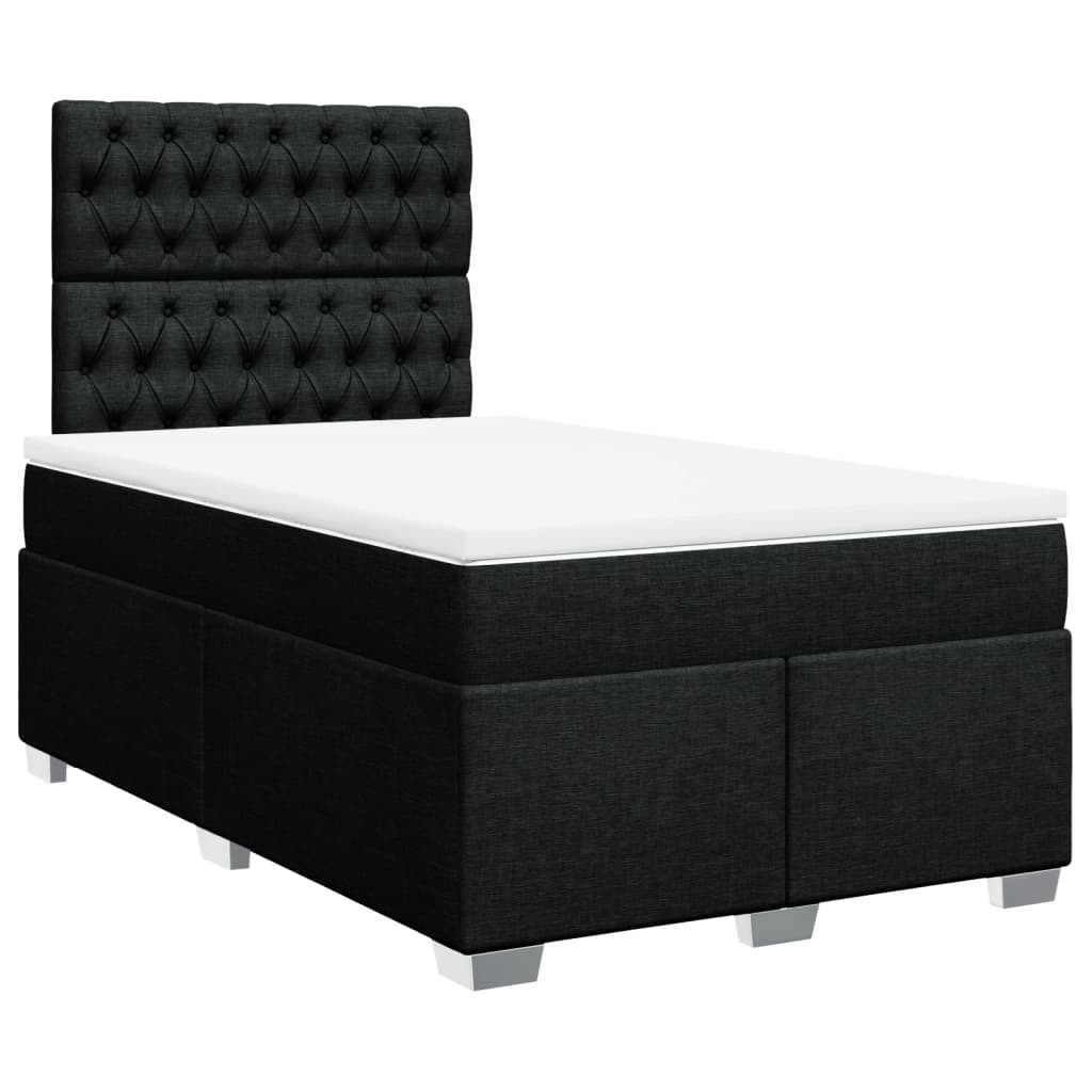 Sommier à lattes de lit avec matelas noir 120x190 cm tissu - XIOS