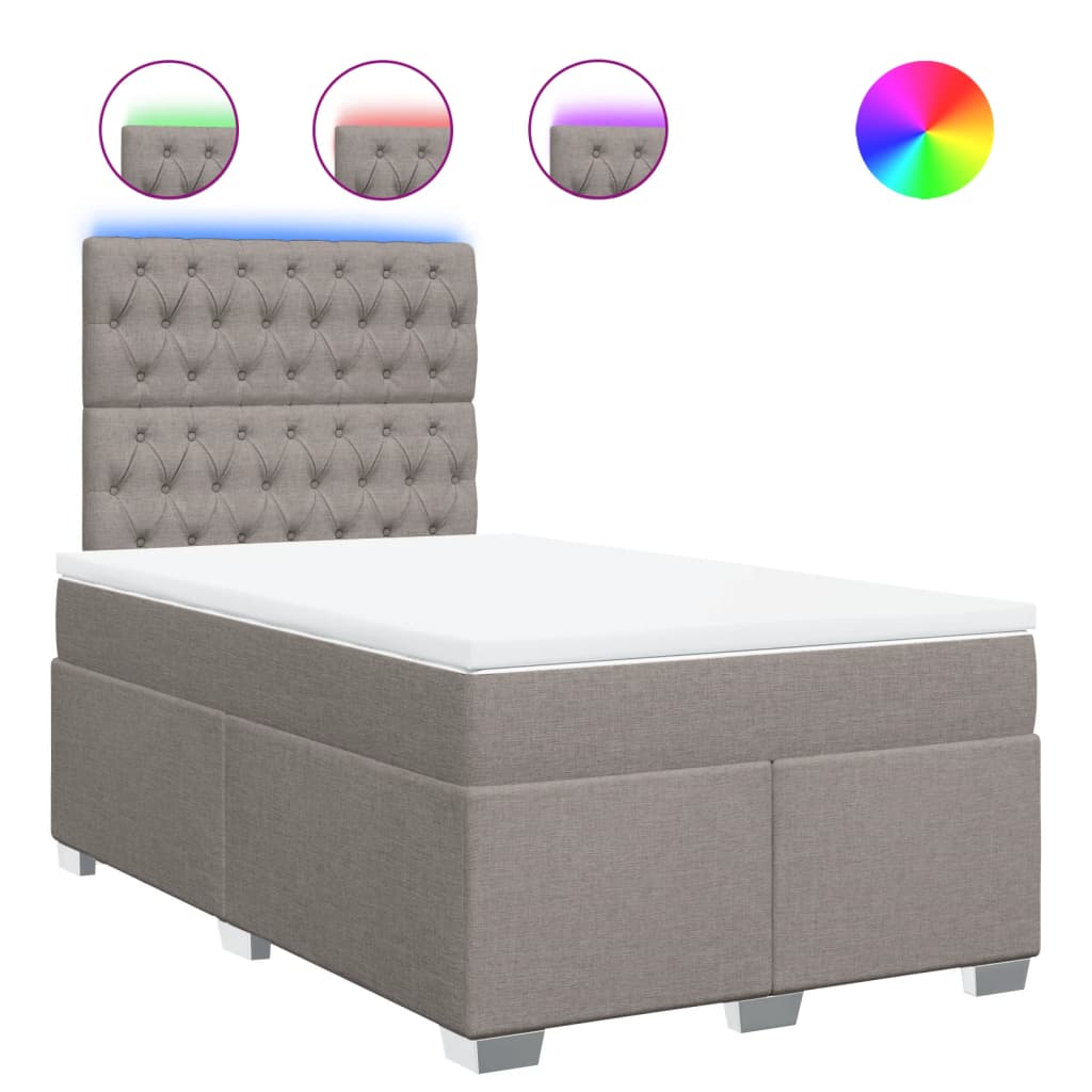 Sommier à lattes de lit avec matelas taupe 120x190 cm tissu - XIOS