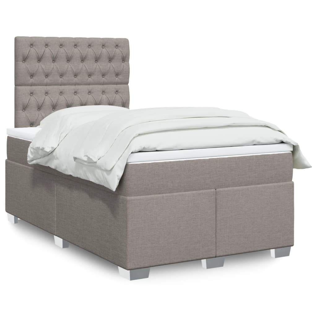 Sommier à lattes de lit avec matelas taupe 120x190 cm tissu - XIOS