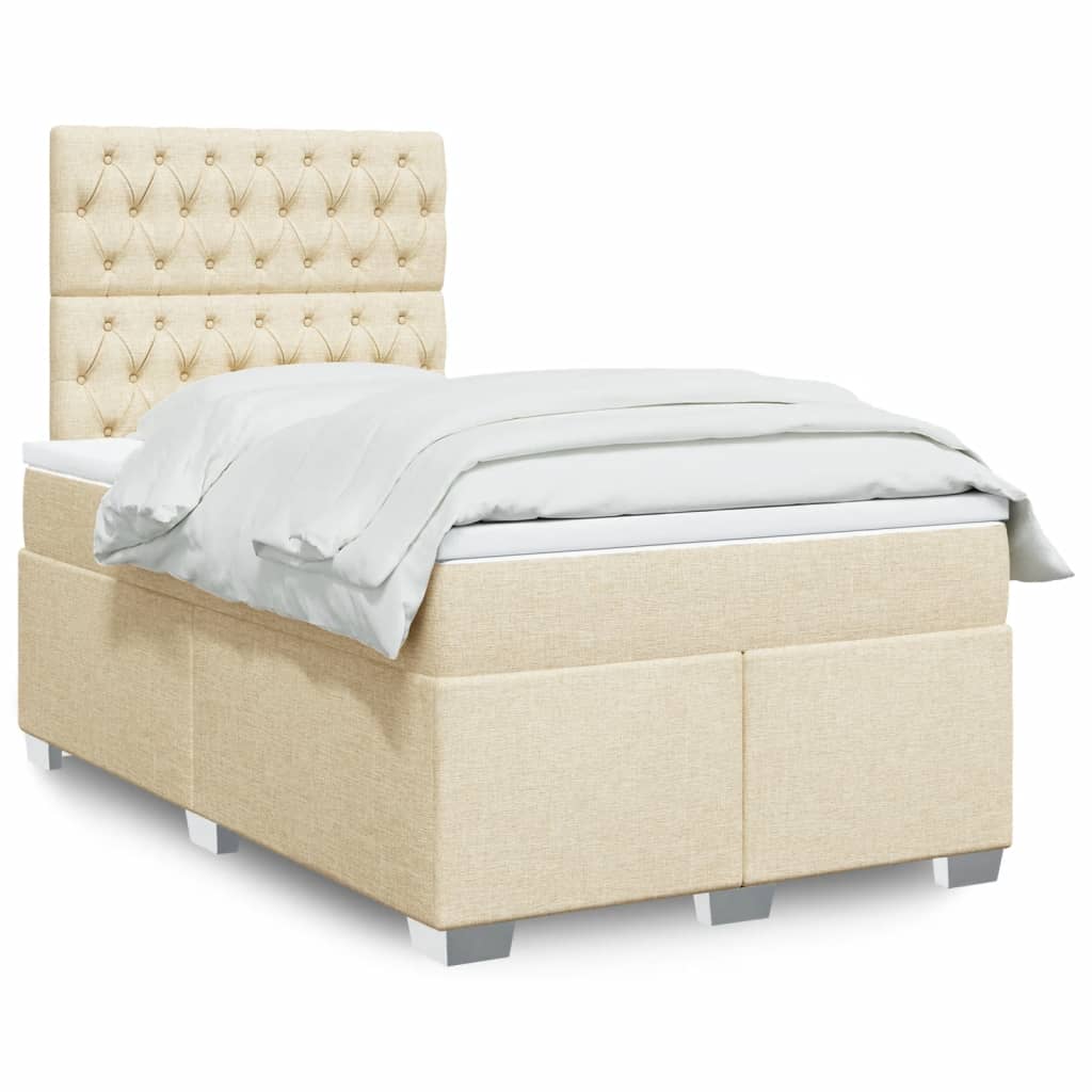 Sommier à lattes de lit avec matelas crème 120x190 cm tissu - XIOS