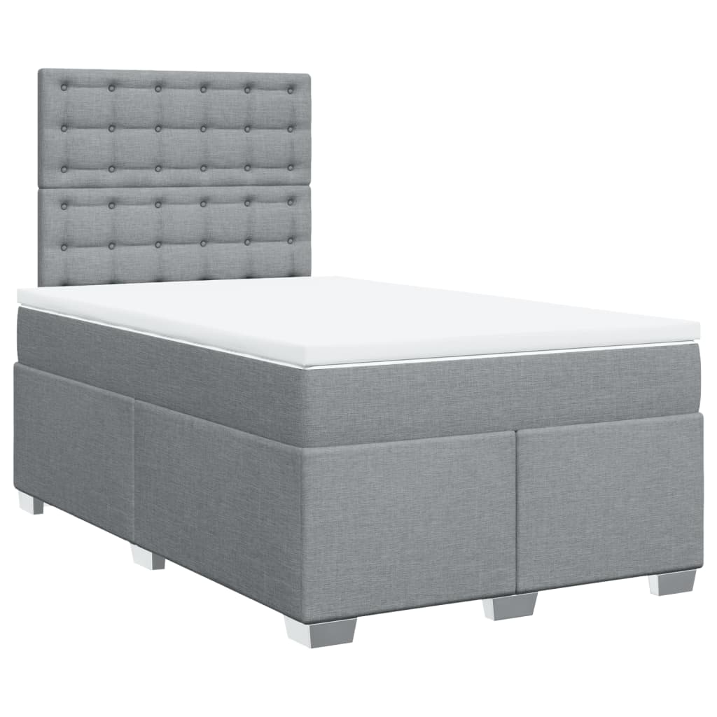 Sommier à lattes de lit et matelas gris clair 120x190 cm tissu - XIOS