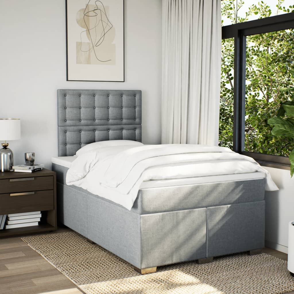 Sommier à lattes de lit et matelas gris clair 120x190 cm tissu - XIOS