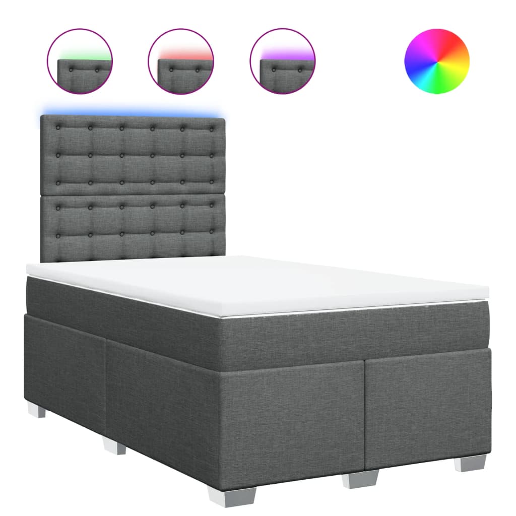 Sommier à lattes de lit avec matelas gris foncé 120x190cm tissu - XIOS