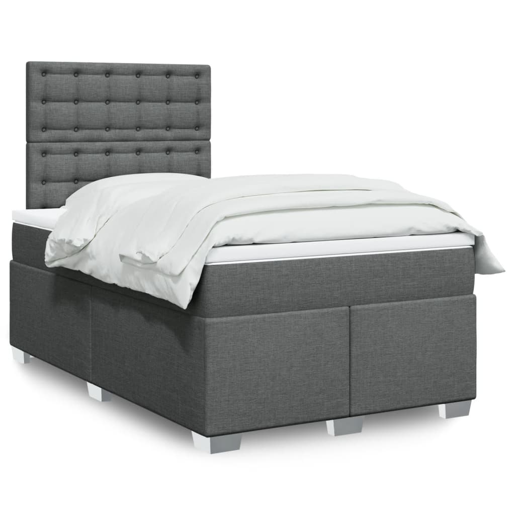 Sommier à lattes de lit avec matelas gris foncé 120x190cm tissu - XIOS