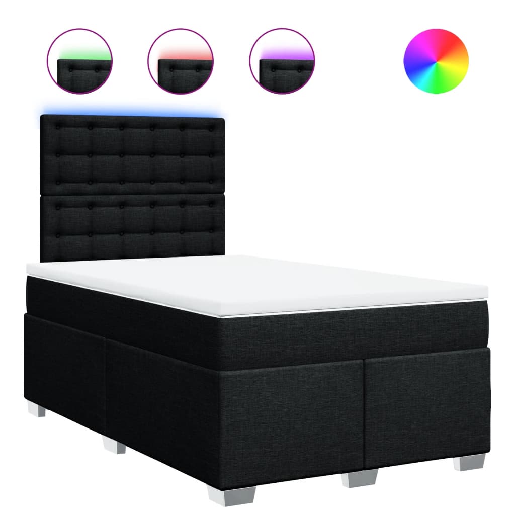 Sommier à lattes de lit avec matelas noir 120x190 cm tissu - XIOS