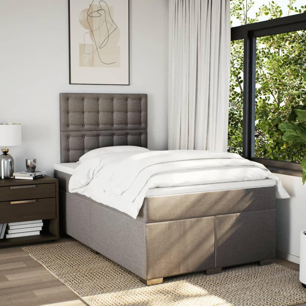 Sommier à lattes de lit avec matelas taupe 120x190 cm tissu - XIOS