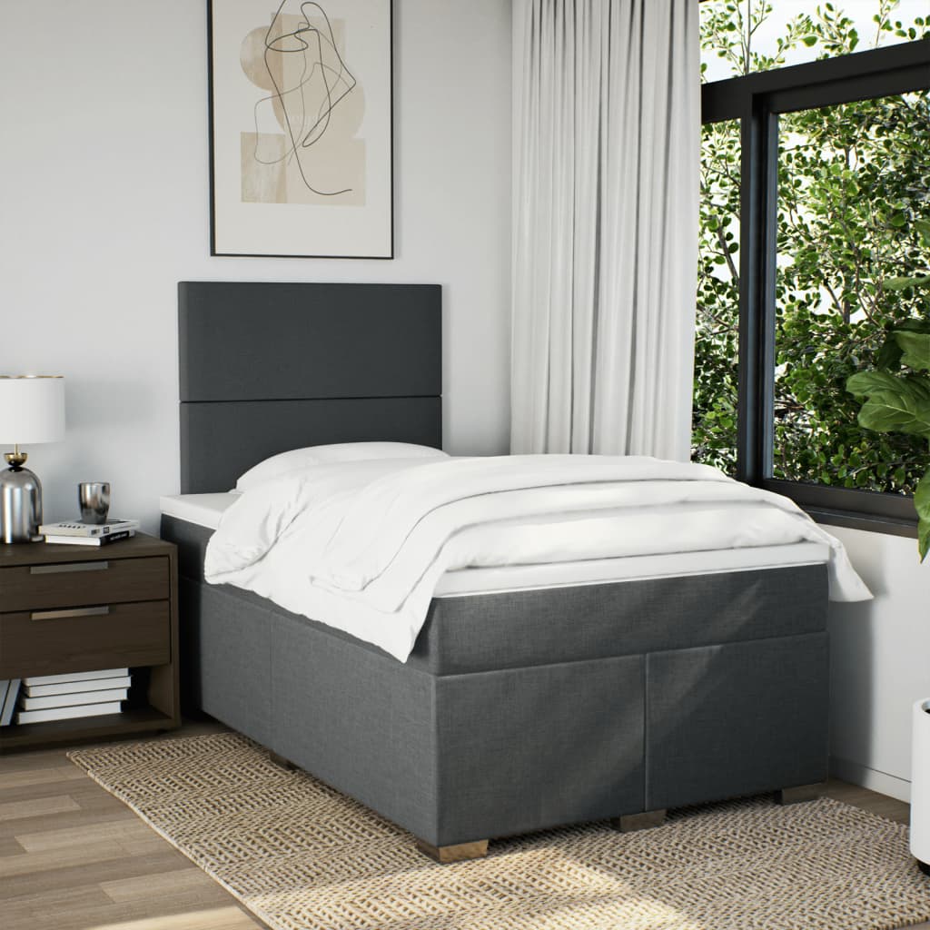 Sommier à lattes de lit avec matelas Gris foncé 120x200cm Tissu - XIOS