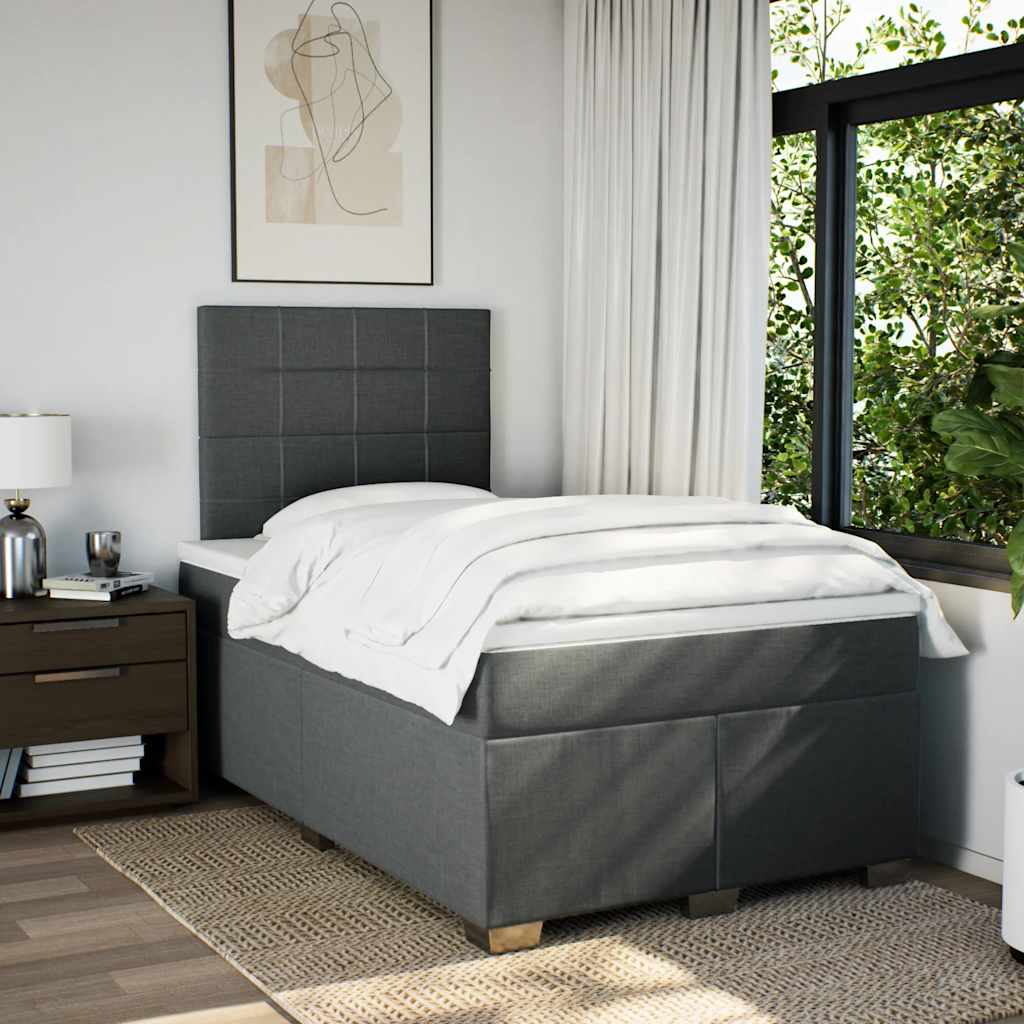 Sommier à lattes de lit avec matelas Gris foncé 120x200cm Tissu - XIOS