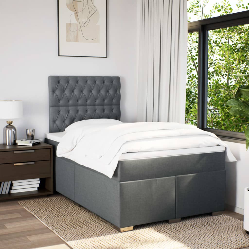 Sommier à lattes de lit avec matelas Gris foncé 120x200cm Tissu - XIOS