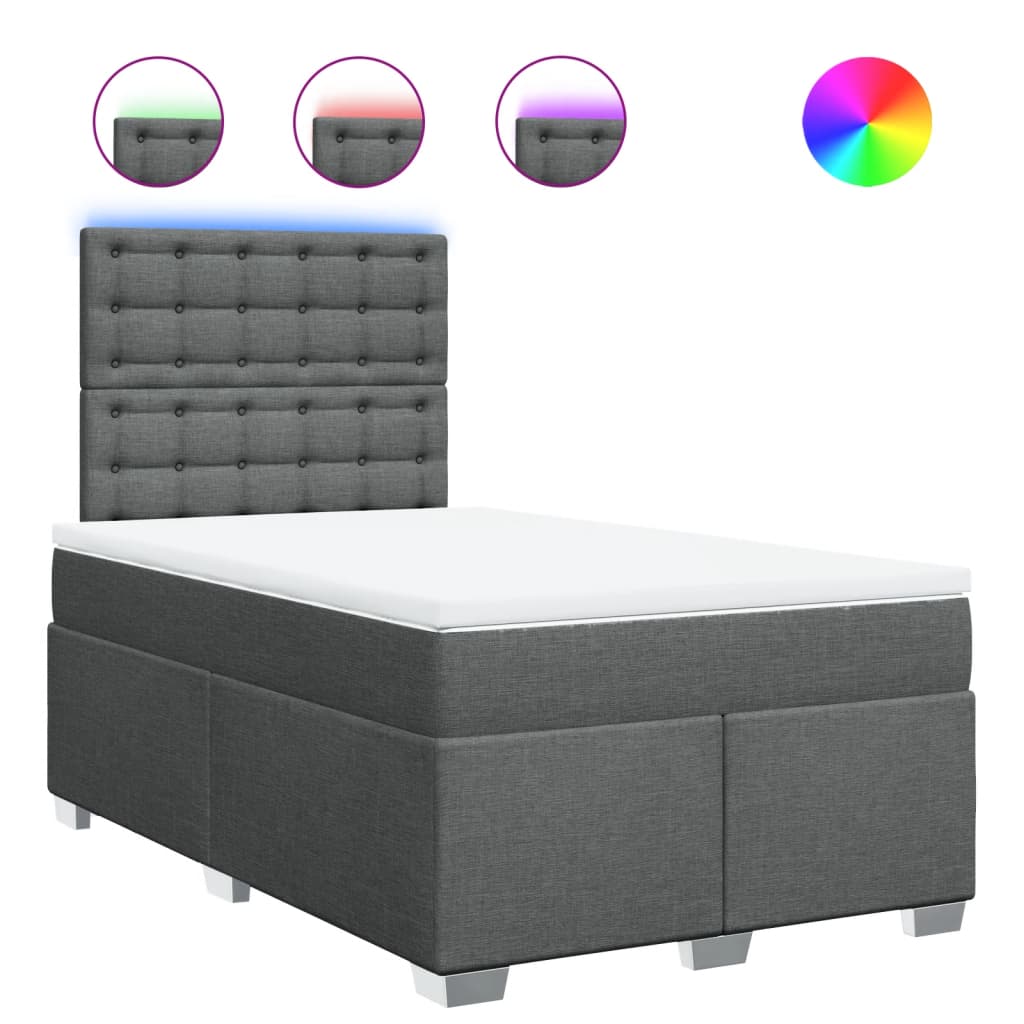 Sommier à lattes de lit avec matelas Gris foncé 120x200cm Tissu - XIOS