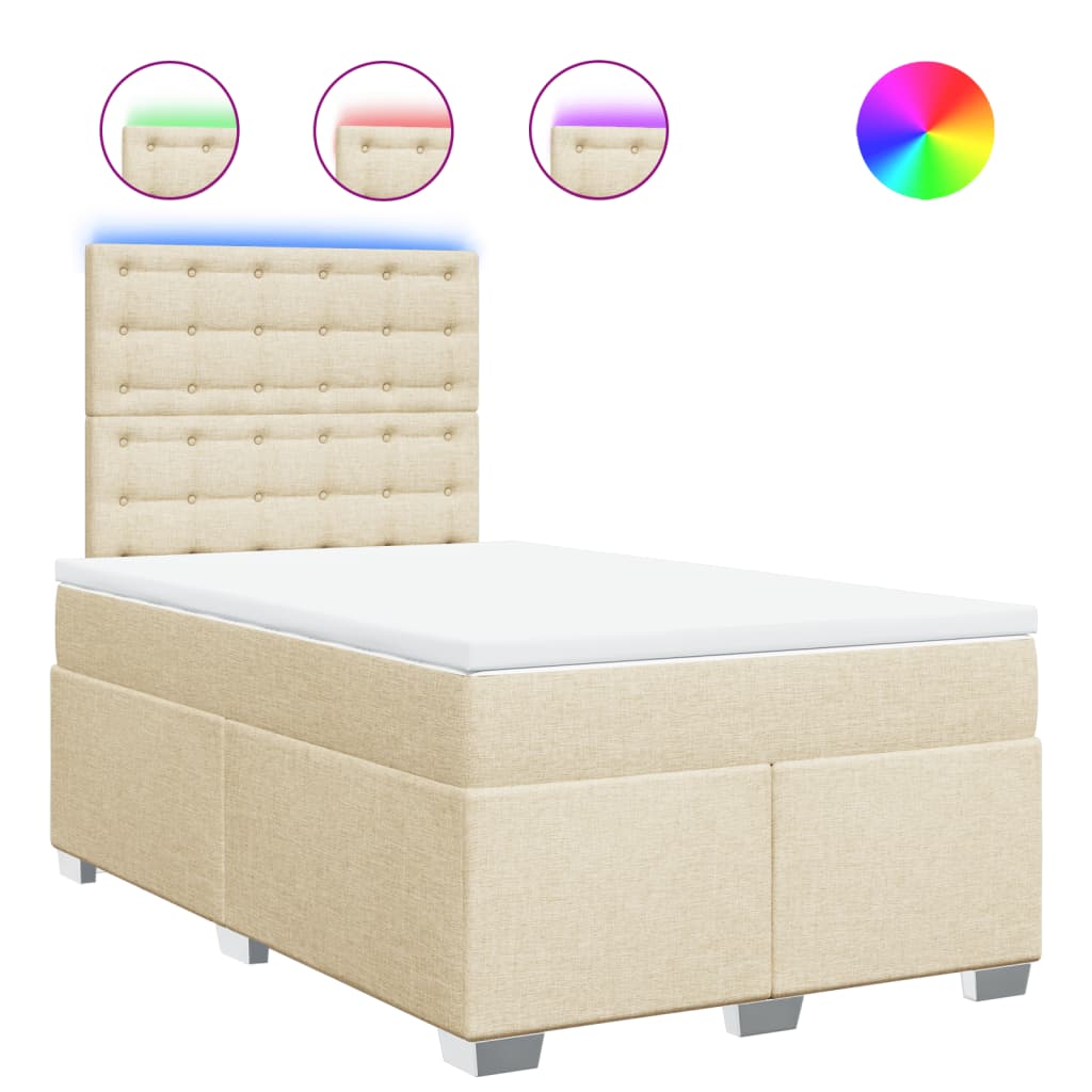 Sommier à lattes de lit avec matelas Crème 120x200 cm Tissu