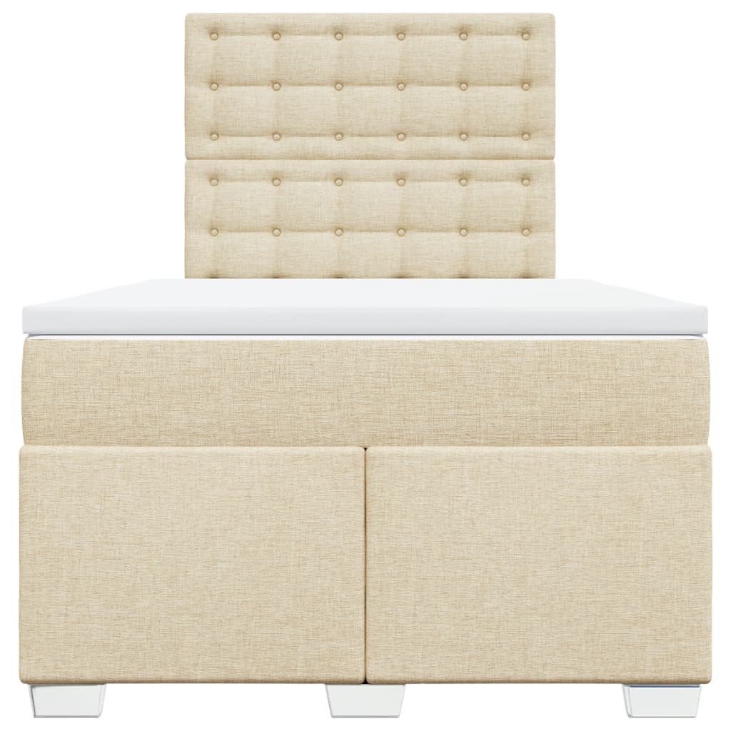 Sommier à lattes de lit avec matelas Crème 120x200 cm Tissu