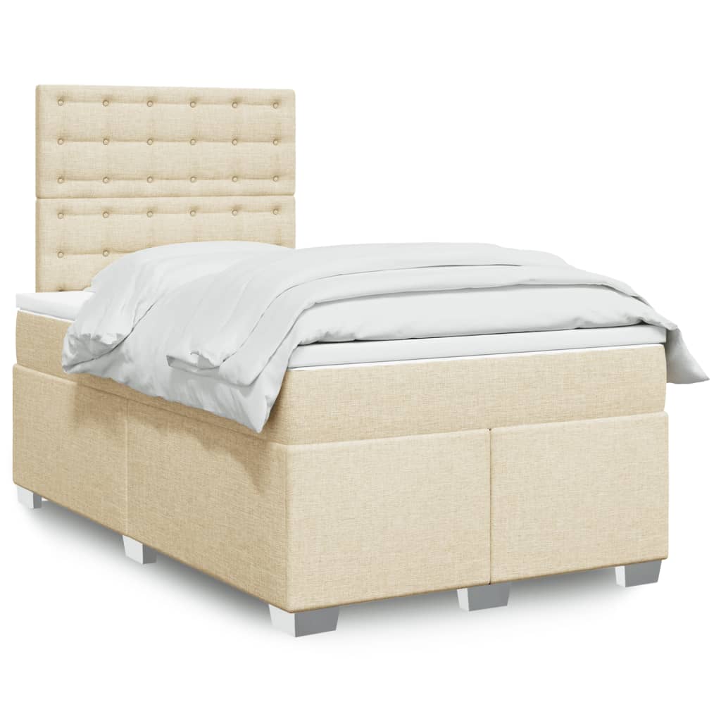 Sommier à lattes de lit avec matelas Crème 120x200 cm Tissu
