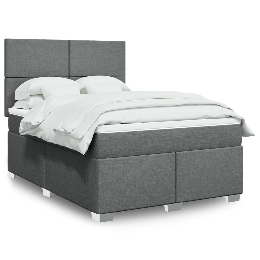 Sommier à lattes de lit avec matelas Gris foncé 140x190cm Tissu - XIOS