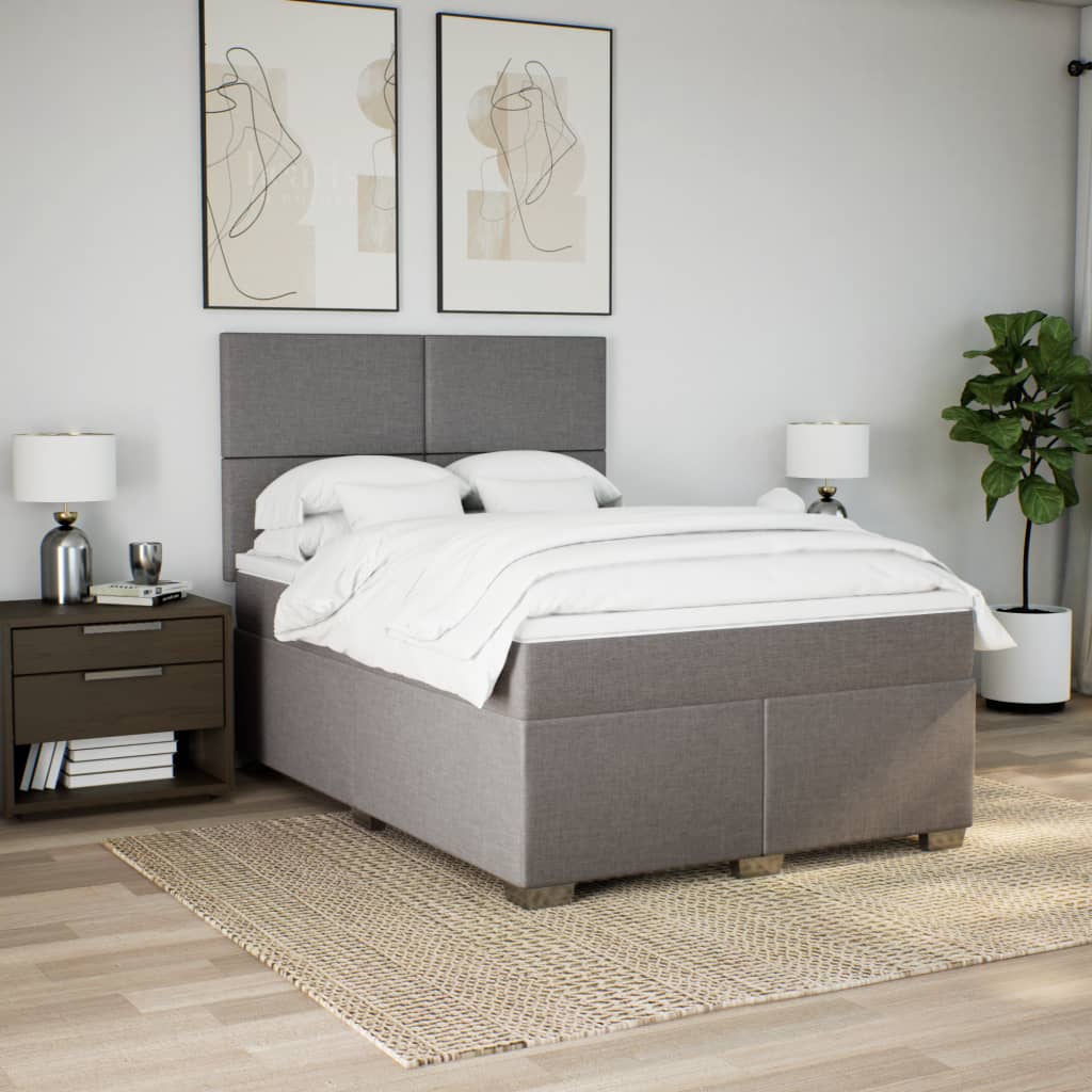 Sommier à lattes de lit avec matelas Taupe 140x190 cm Tissu - XIOS