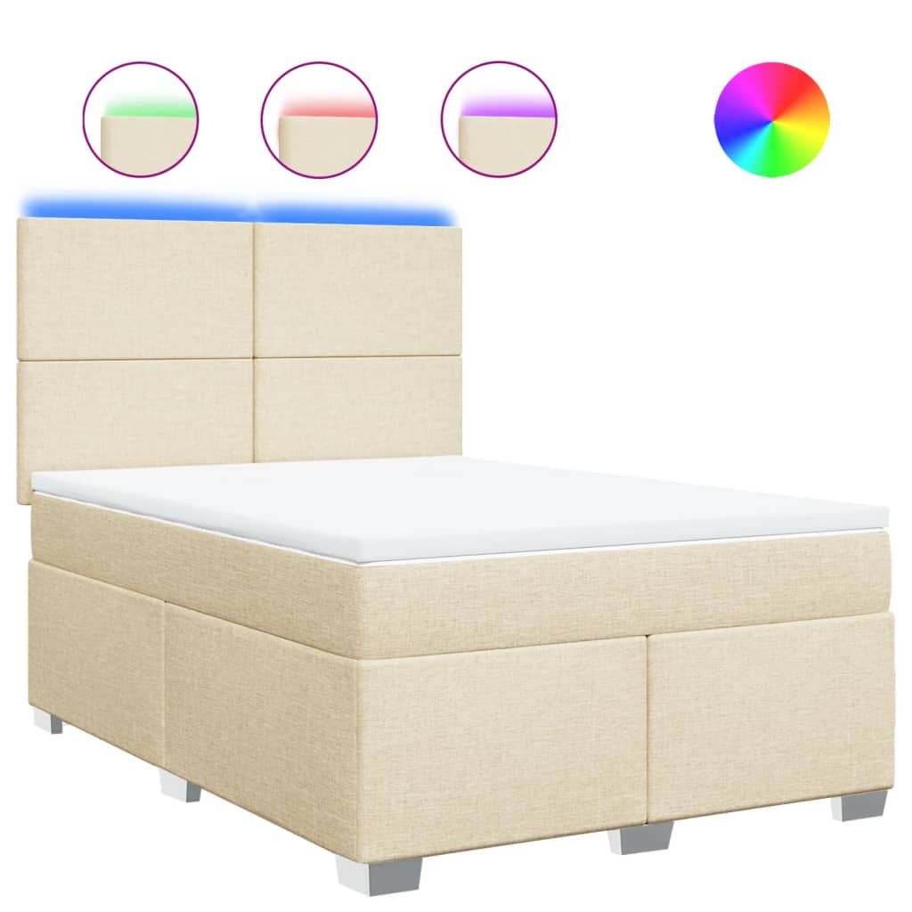Sommier à lattes de lit avec matelas Crème 140x190 cm Tissu