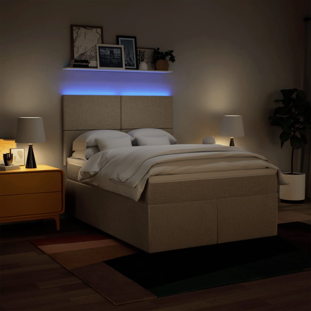 Sommier à lattes de lit avec matelas Crème 140x190 cm Tissu