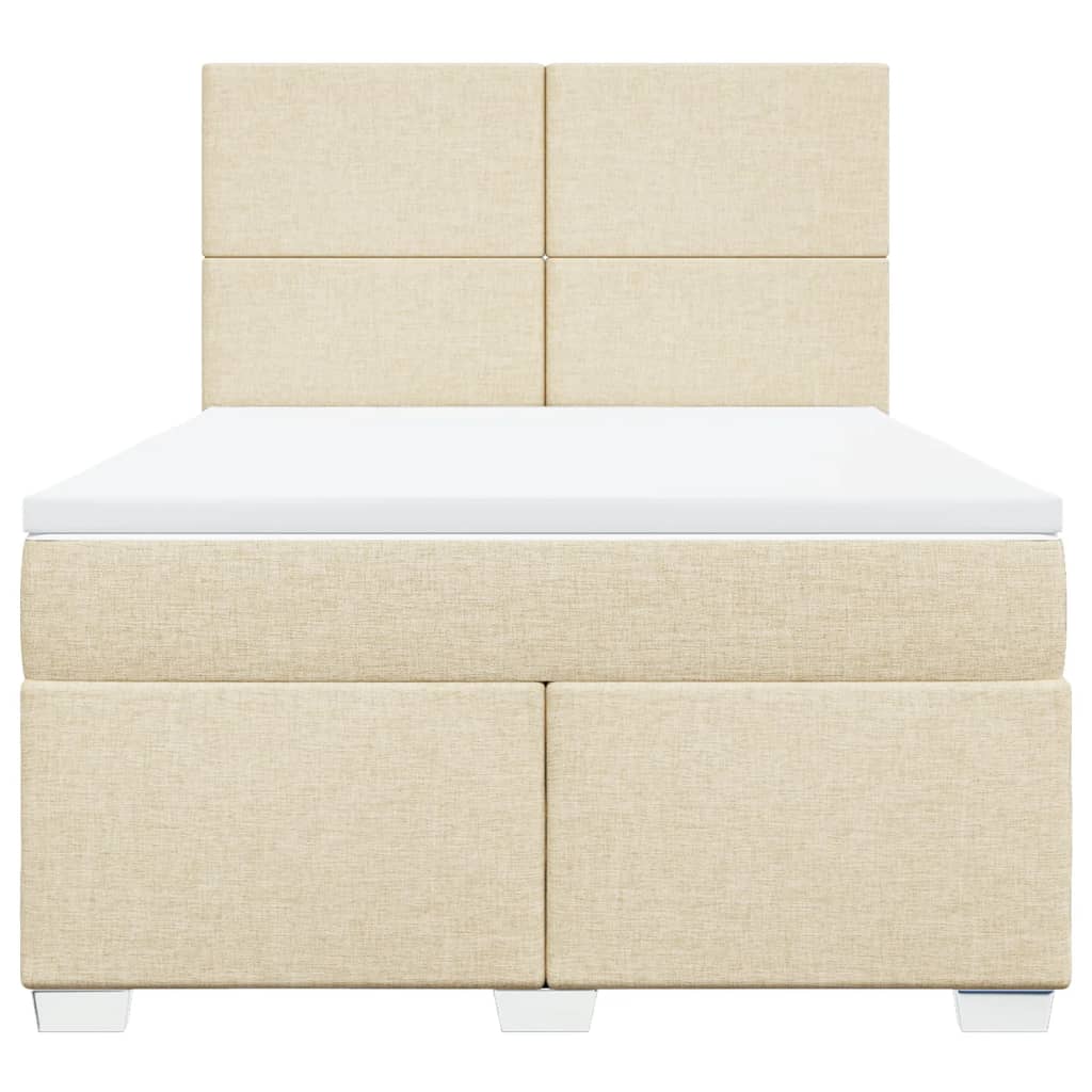 Sommier à lattes de lit avec matelas Crème 140x190 cm Tissu