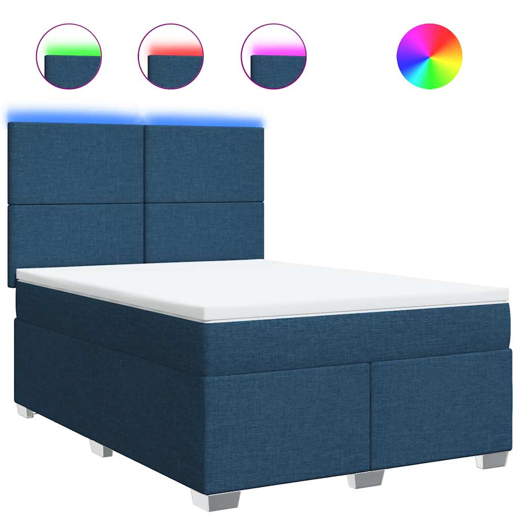 Sommier à lattes de lit avec matelas Bleu 140x190 cm Tissu - XIOS