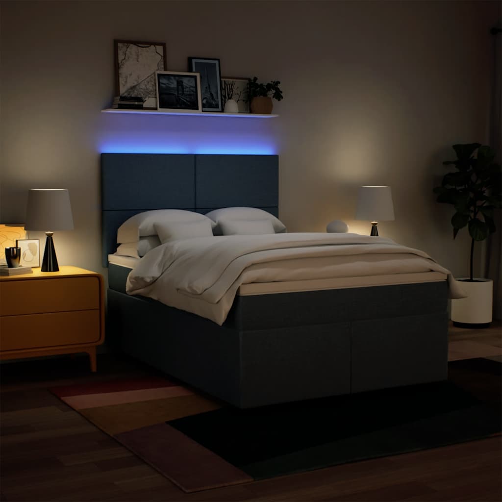 Sommier à lattes de lit avec matelas Bleu 140x190 cm Tissu - XIOS