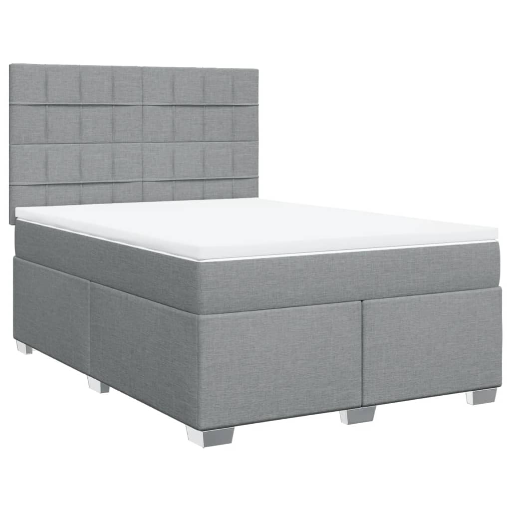 Sommier à lattes de lit avec matelas Gris clair 140x190cm Tissu - XIOS