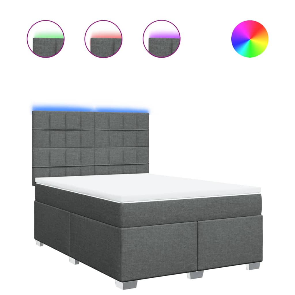 Sommier à lattes de lit avec matelas Gris foncé 140x190cm Tissu