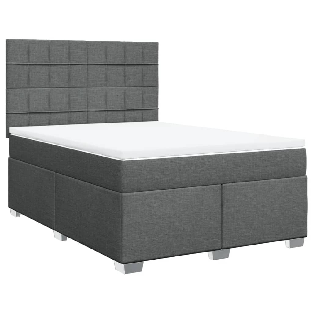 Sommier à lattes de lit avec matelas Gris foncé 140x190cm Tissu - XIOS